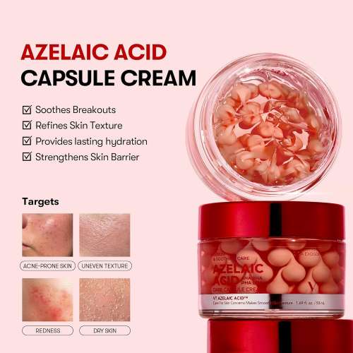 VT Cosmetics: Azelaic Acid Capsule Cream | Brightening | Blemish Reduction | Pore Refinement | 50ml