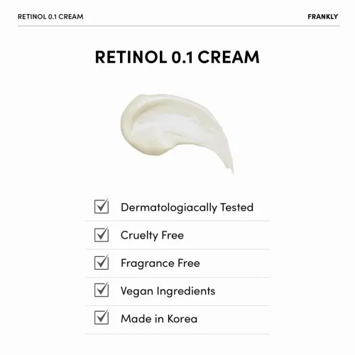 Frankly: Retinol 0.1% Cream | Anti-Aging | Wrinkle Care | Vitamin A | Vitamin E | Fine Lines | Beginner Retinol | Pore Refining | Korean Skincare | 30ml
