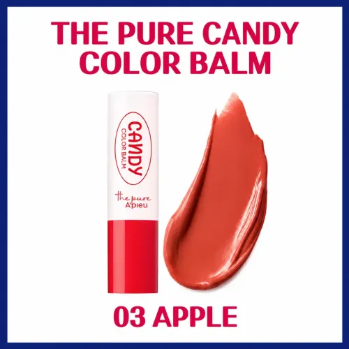 Apieu: The Pure Candy Color  Balm 03 Apple | Korean Skincare | Nourishing and Hydrating Lips | Daily Care  | 3.9g