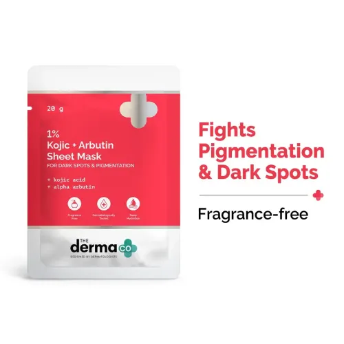 The Derma Co: 1% Kojic Acid + Arbutin Face Serum Sheet Mask | 20gm