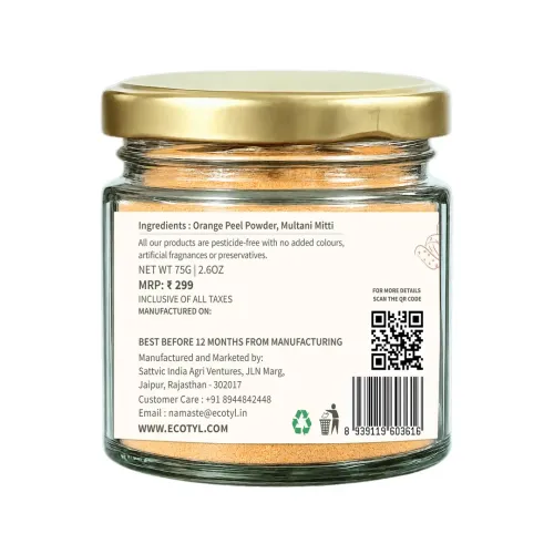 Ecotyl: Citrus Radiance Face Pack | Tan Removal & Glow | 75gm