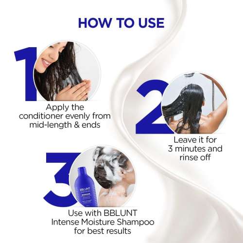 Bblunt: Intense Moisture Conditioner | Vitamin E & Jojoba | Deep Hydration | For Dry & Frizzy Hair | Soft & Smooth Hair | 250gm