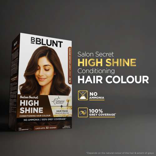 Bblunt: Salon Secret High Shine Conditioning Hair Colour | Honey Light Golden Brown | 100% Grey Coverage | Conditioning Formula | High Shine Finish | 130gm