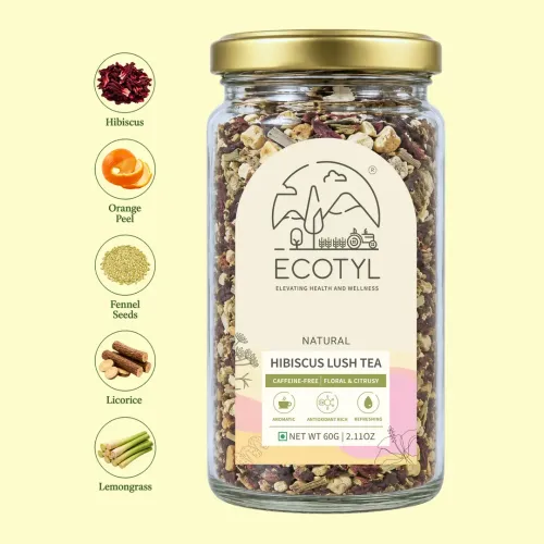 Ecotyl: Hibiscus Lush Tea | Rich in Antioxidants | Herbal Tea | 60gm