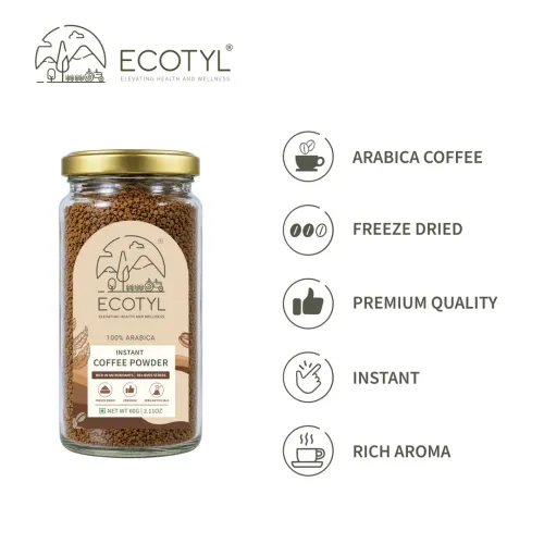Ecotyl: Instant Coffee Powder | Arabica Coffee | Freeze Dried | 60gm