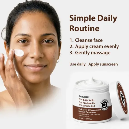 Dermistry: 1% Kojic Acid 5% Niacinamide Glowing Skin Face Cream Pigmentation Dark Spots Tan Removal |100ml