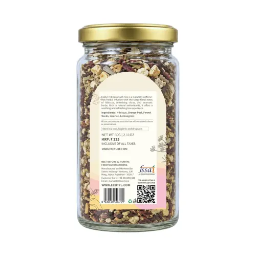 Ecotyl: Hibiscus Lush Tea | Rich in Antioxidants | Herbal Tea | 60gm