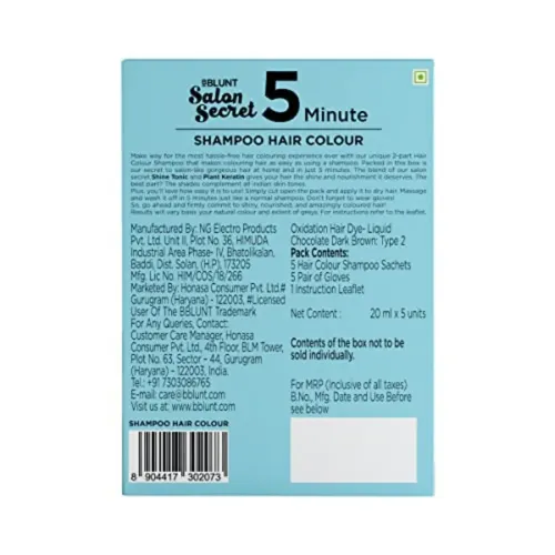Bblunt: 5 Minute Shampoo Hair Colour | 100% Grey Coverage | Quick & Easy Application | Chocolate Dark Brown | Long-Lasting Hair Color | 100ml