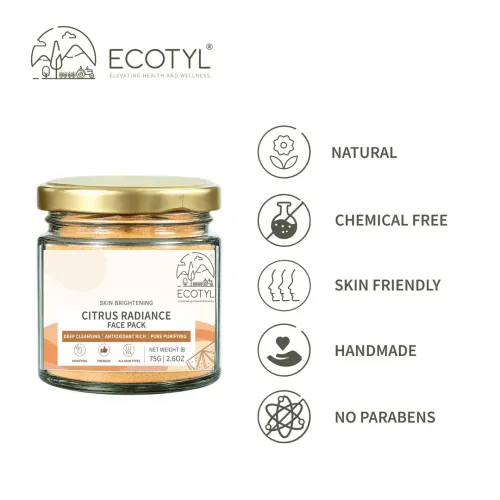 Ecotyl: Citrus Radiance Face Pack | Tan Removal & Glow | 75gm