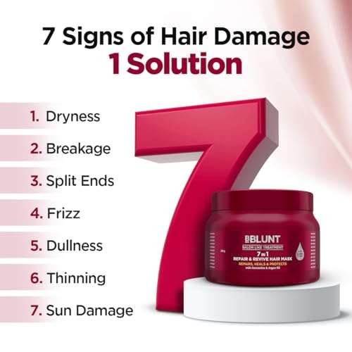 Bblunt: 7 In 1 Repair & Revive Hair Mask | Damage Repair | Deep Nourishment | Reduces Frizz | Strengthens Hair | Restores Shine | 250gm