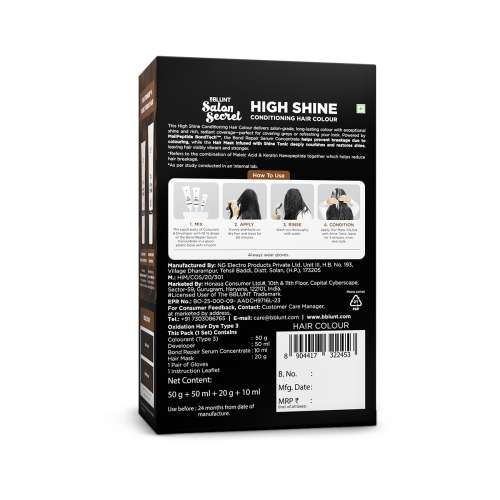 Bblunt: Salon Secret High Shine Conditioning Hair Colour | Honey Light Golden Brown | 100% Grey Coverage | Conditioning Formula | High Shine Finish | 130gm