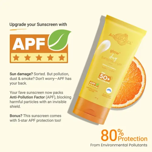 Aqualogica: Glow+ Dewy Sunscreen SPF 50+ PA++++ with Anti Pollution Factor (APF) | Papaya & Vitamin C 80gm