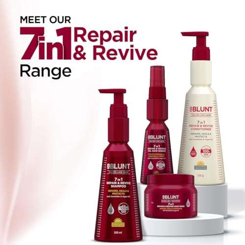 Bblunt: 7 In 1 Repair & Revive Hair Mask | Damage Repair | Deep Nourishment | Reduces Frizz | Strengthens Hair | Restores Shine | 250gm