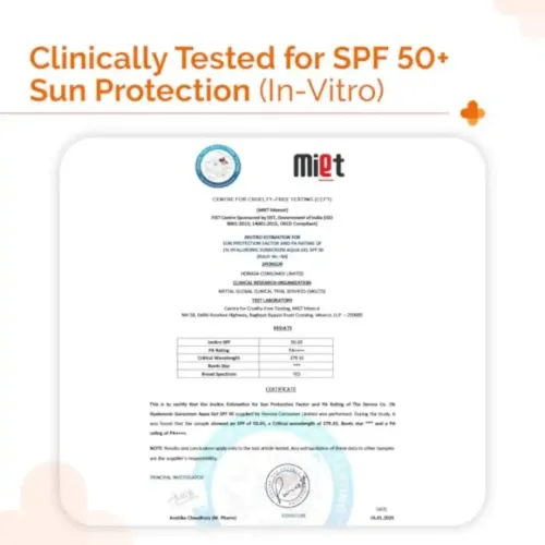 The Derma Co: 1% Hyaluronic Sunscreen | SPF 50 PA+++ | Aqua Gel | Normal to Oily Skin | 30gm