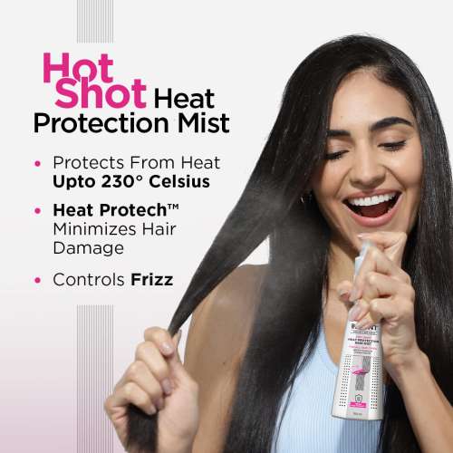 Bblunt: Hot Shot Heat Protection Hair Mist | Grape Seed Oil | Protects from Heat Damage | Controls Frizz | Lightweight Formula | No Parabens | 150ml