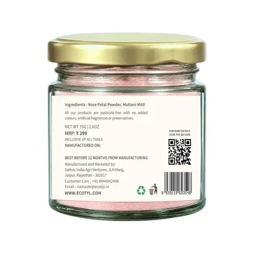 Ecotyl: Rose Radiance Face Pack | Skin Glow & Brightening | 75gm