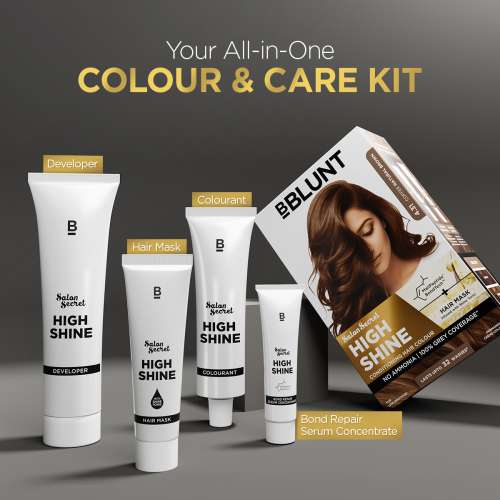 Bblunt: Salon Secret High Shine Conditioning Hair Colour | Coffee Natural Brown | 100% Grey Coverage | Conditioning Formula | High Shine Finish | 130gm