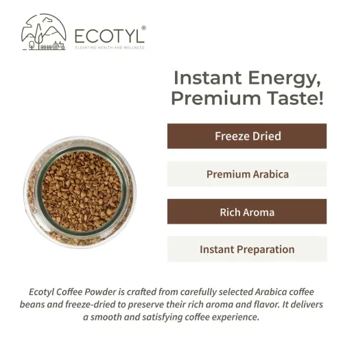 Ecotyl: Instant Coffee Powder | Arabica Coffee | Freeze Dried | 60gm