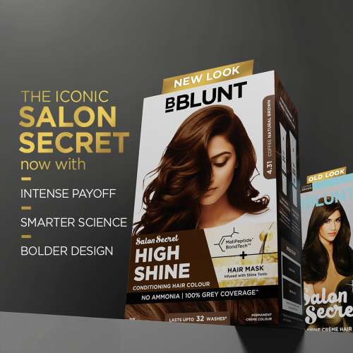 Bblunt: Salon Secret High Shine Conditioning Hair Colour | Coffee Natural Brown | 100% Grey Coverage | Conditioning Formula | High Shine Finish | 130gm