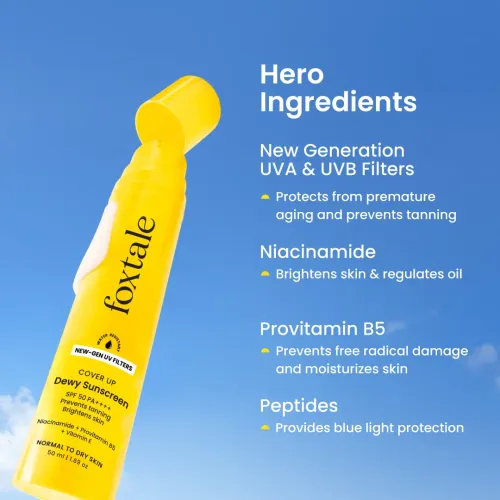 Foxtale: Dewy Sunscreen SPF 50 PA++++ With Niacinamide + Provitamin B5 + Vitamin E   50ml
