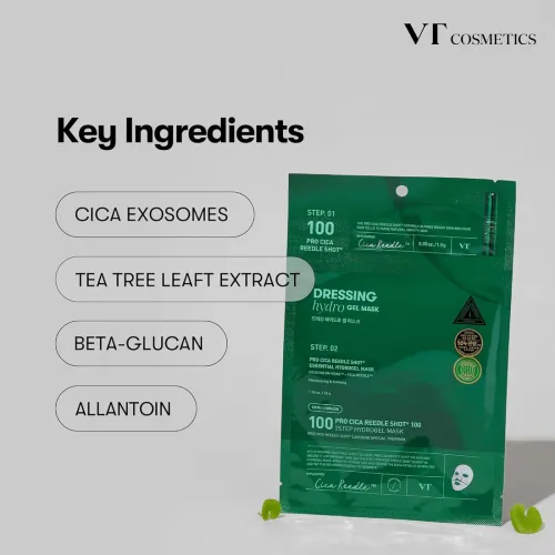 VT Cosmetics: Pro Cica Reedle Shot 100 2-Step Hydrogel Mask | Calming Care | Micro-Needling | Barrier Repair | Sheet Mask | 33g