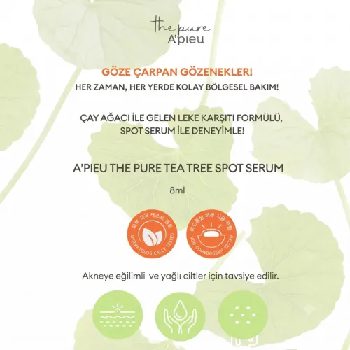 Apieu: The Pure Tea Tree Spot Serum | Radiance | Targeted Care | Healthy Glow | Hydration | 8ml