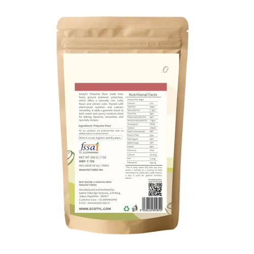 Ecotyl: Pistachio Flour | Gluten Free | Healthy Baking Flour | 200gm