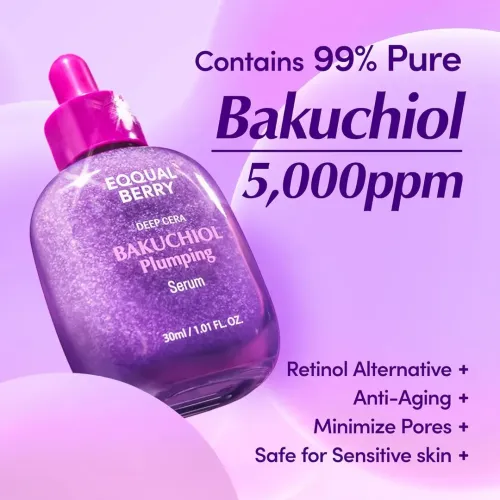 Eqqualberry: Bakuchiol Plumping Serum | Anti-Aging Face Serum | Firming | Fine Line Care | Collagen Boost | 30ml