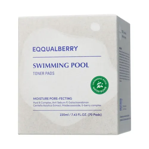 Eqqualberry: Swimming Pool Toner Pads | Hydrating | Gentle Exfoliation | Glass Skin | Moisture Boost | 220ml