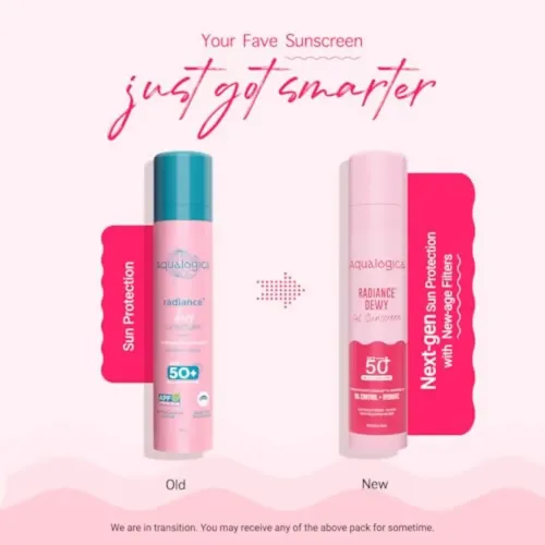 Aqualogica: Radiance+ Dewy Lightweight Sunscreen Gel SPF 50+ PA+++ for Oily & Acne-Prone Skin 50gm