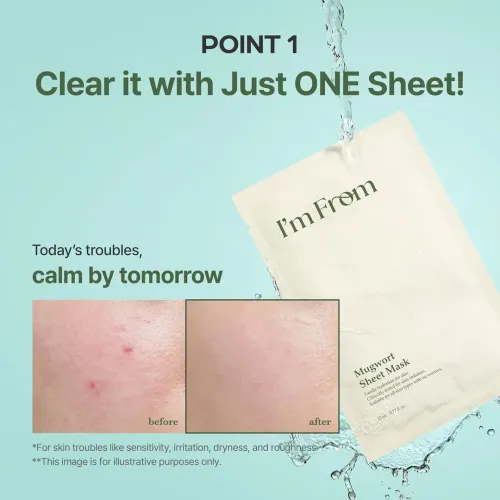 I'm From: Mugwort Sheet Mask | Soothing & Hydrating Face Mask | Calming & Moisturizing |  23ml