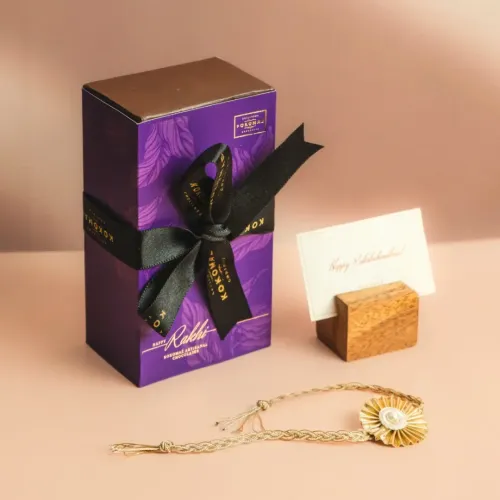 Kokomae: Rakhi Chocolate Coated Nut Gift Box | Dark Almond, Hazelnut Sugar Free Dragées & Butterscotch Nuggets | 3 x 50gm