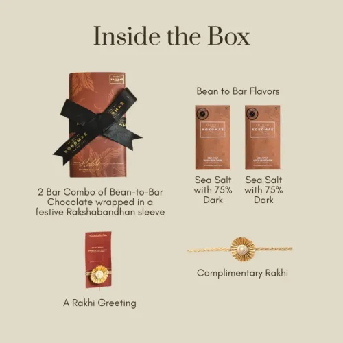 Kokomae: Sea Salt 75% Dark Chocolate Rakhi Gift Combo | 2 x 50gm
