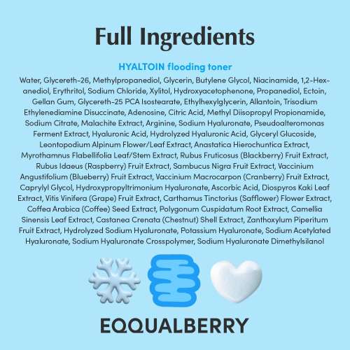 Eqqualberry: Hyaltoin Flooding Toner | Hydrating Face Toner | Moisture Boost | Barrier Repair | Plumping | 150ml