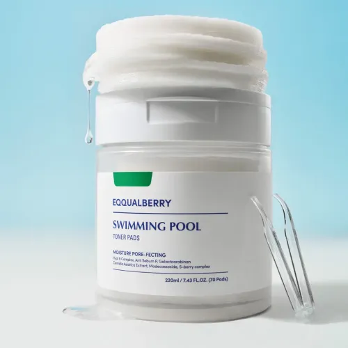 Eqqualberry: Swimming Pool Toner Pads | Hydrating | Gentle Exfoliation | Glass Skin | Moisture Boost | 220ml