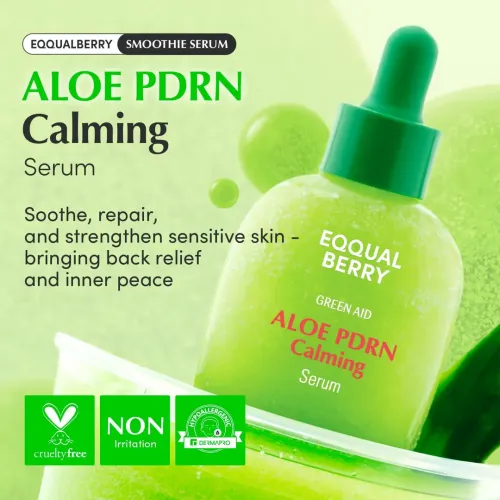 Eqqualberry: Aloe PDRN Calming Serum | Soothing Face Serum | Barrier Repair | Hydrating | Sensitive Skin | 30ml