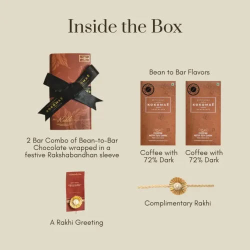 Kokomae: Coffee With 72% Dark Chocolate Rakhi Gift Combo | 2 x 50gm