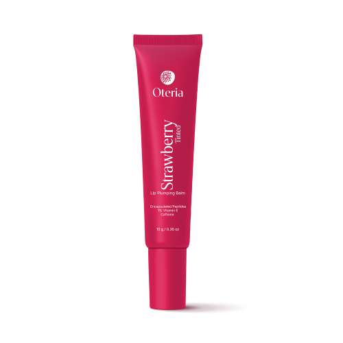 Oteria: Strawberry Tinted Lip Plumping Balm | With Encapsulated Peptides, Vitamin E & Caffeine | 10g
