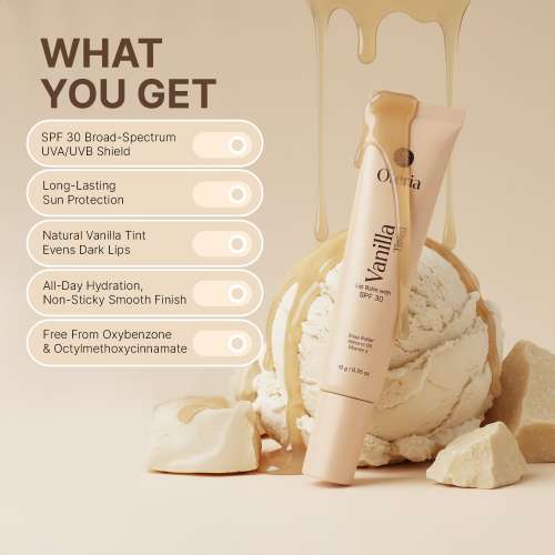 Oteria: Vanilla Tinted Lip Balm | With Shea Butter, Almond Oil & Vitamin E | SPF 30 Sun Protection | 10g