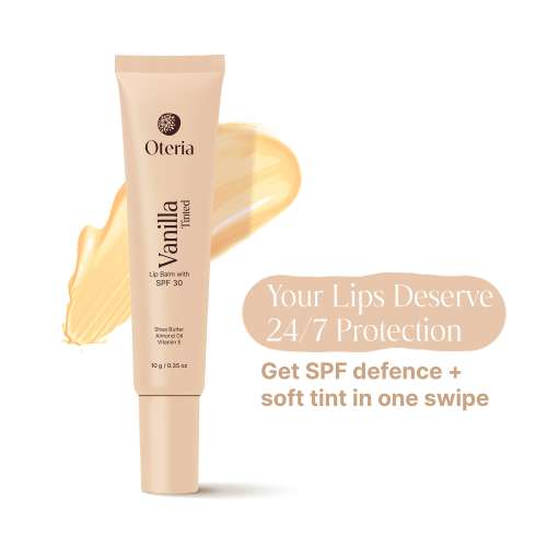 Oteria: Vanilla Tinted Lip Balm | With Shea Butter, Almond Oil & Vitamin E | SPF 30 Sun Protection | 10g