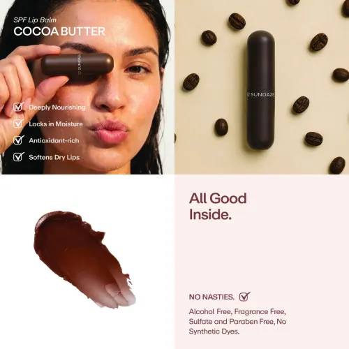 52 Sundaze: Cocoa Butter Tinted Lip Balm SPF 30 PA+++ | In-Vivo Tested | Hydrating Lip Balm for Dry & Chapped Lips | Prevents Sun Damage & Lip Pigmentation | With Cocoa Butter, Shea Butter & Beeswax | For Women & Men | 5g
