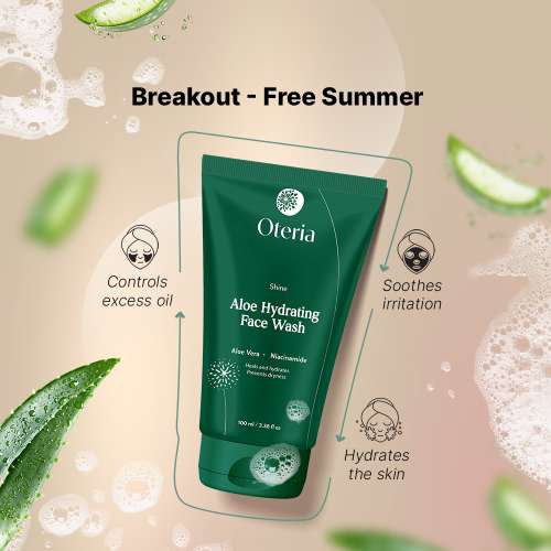 Oteria: Aloe Hydrating Face Wash 1% Niacinamide Hydrating Cleanser For Oily & Acne Prone Skin | 100ml