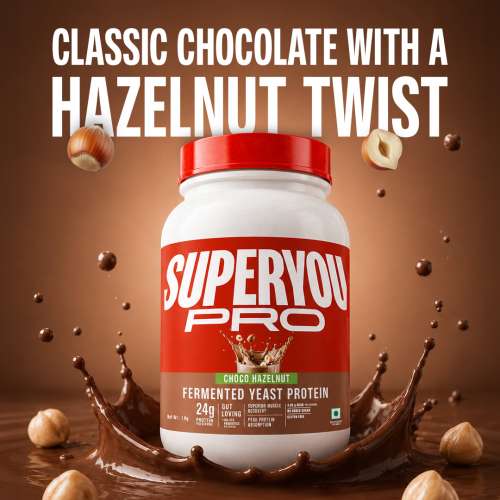 SuperYou: Pro Fermented Yeast Protein Isolate 1kg | 24g Protein| Hazelnut | Higher Absorption than Plant Protein | Superior Muscle Recovery | Gut Friendly | Vegan Protein | PDCAAS of 1
