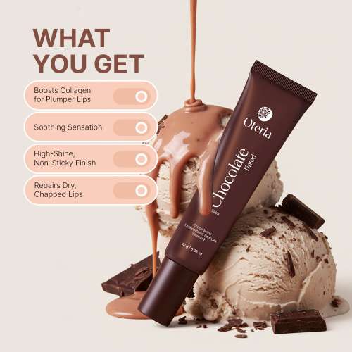 Oteria:  Chocolate Tinted Lip Balm | With Cocoa Butter, Encapsulated Peptides & Vitamin E | Smooth, Plump Lips | 10g