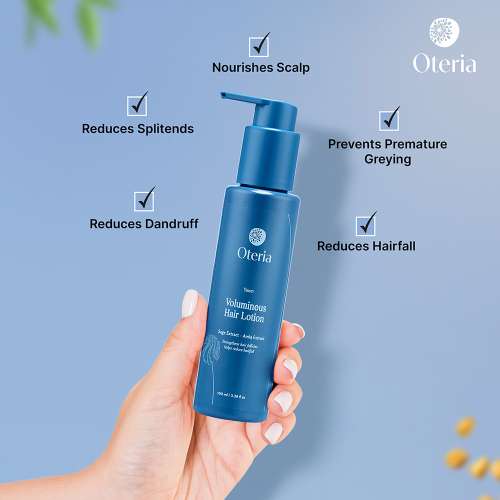 Oteria: Voluminous Hair Lotion | Leave In Hair Mask Lotion | With Fenugreek And Amla For Dry Frizzy Hair | Prevents Premature Hair Greying | 100ml