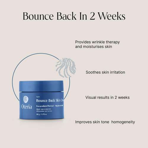 Oteria: Bounce Back Skin Cream | With Encapsulated Retinol and Hyaluronic Acid | Night Skin Repair Cream | 50gm