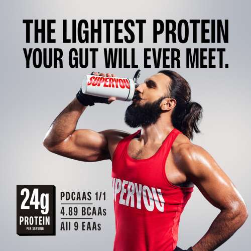 SuperYou: Pro Fermented Yeast Protein Isolate 1kg | 24g Protein| Hazelnut | Higher Absorption than Plant Protein | Superior Muscle Recovery | Gut Friendly | Vegan Protein | PDCAAS of 1
