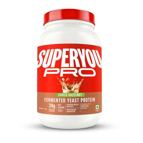 SuperYou: Pro Fermented Yeast Protein Isolate 1kg | 24g Protein| Hazelnut | Higher Absorption than Plant Protein | Superior Muscle Recovery | Gut Friendly | Vegan Protein | PDCAAS of 1
