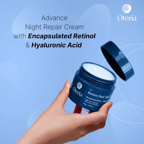 Oteria: Bounce Back Skin Cream | With Encapsulated Retinol and Hyaluronic Acid | Night Skin Repair Cream | 50gm
