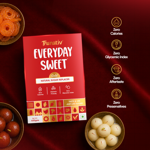 TruNativ: Everyday Sweet Gold | Allulose & Monk Fruit Sweetener Powder Loose Sugar | Zero-Calorie Sugar Substitute | 1:1 Sugar Replacer for Cooking & Baking | Keto & Diabetic Friendly | 400g (Pack of 1).
